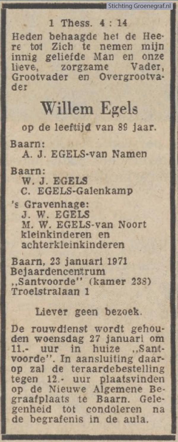 Overlijdensscan Willem  Egels