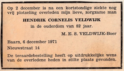 Afbeelding bij Hendrik Cornelis  Veldwijk