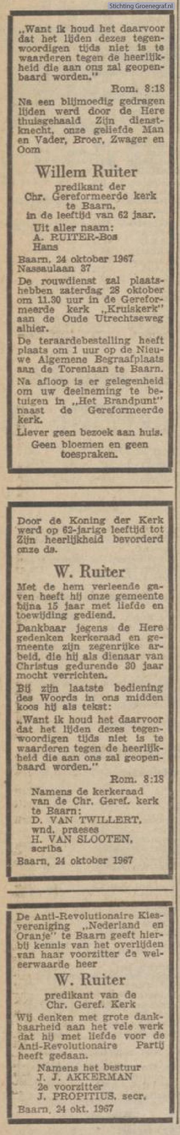 Overlijdensscan Willem  Ruiter