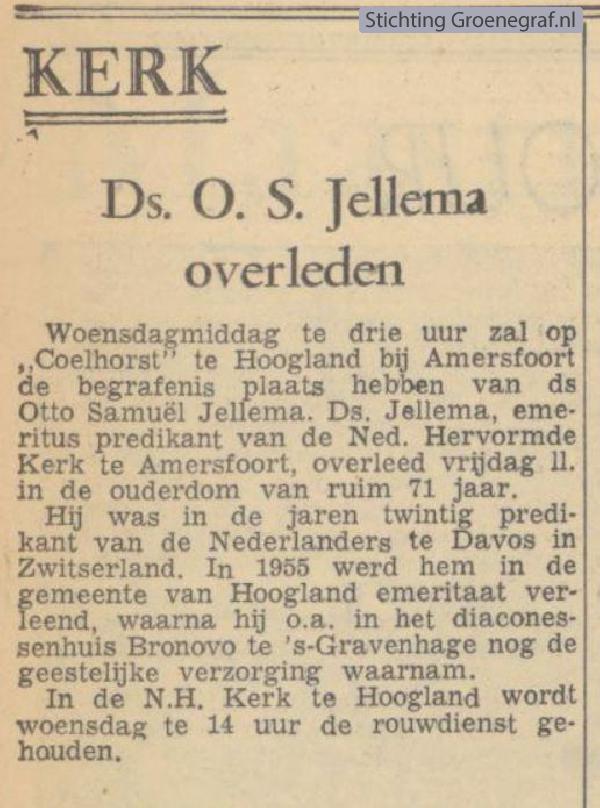Overlijdensscan Otto Samuel  Jellema
