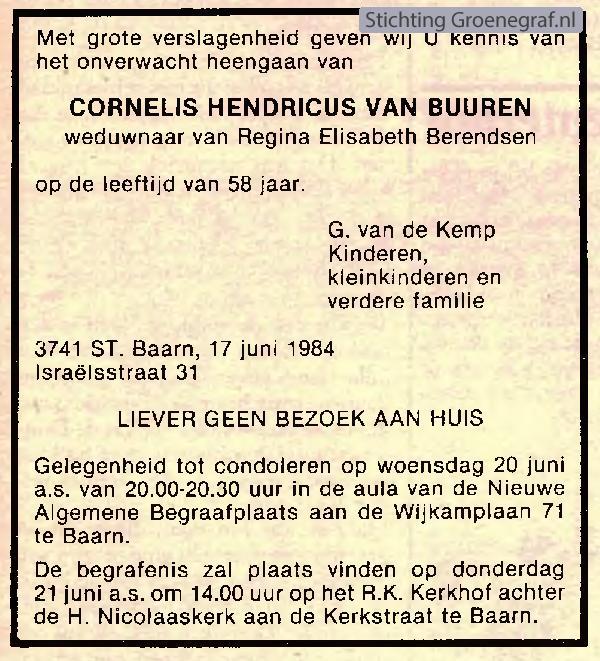 Overlijdensscan Cornelis Hendricus van Buuren