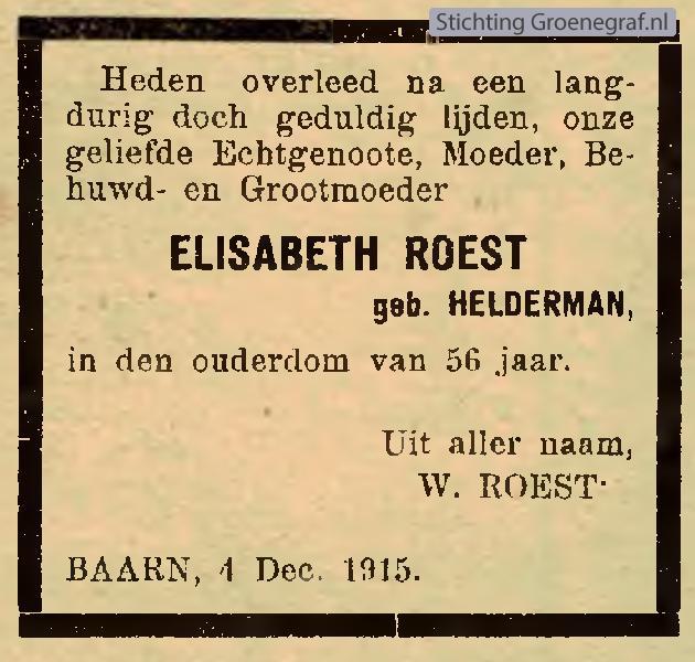Overlijdensscan Elisabeth  Helderman