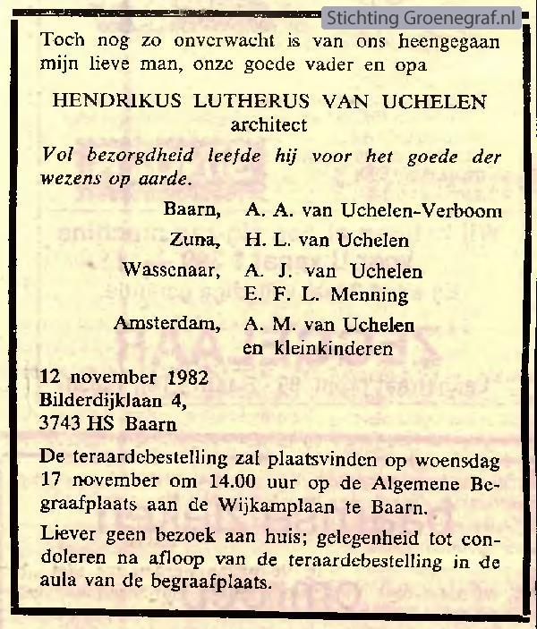 Overlijdensscan Hendrikus Luterus van Uchelen