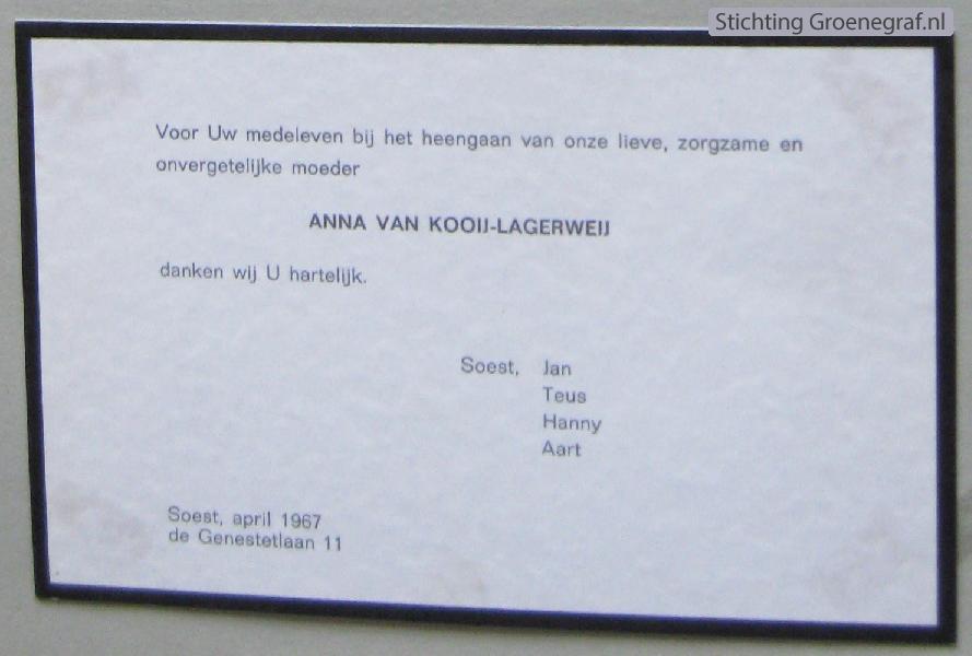 Overlijdensscan Anna  Lagerweij