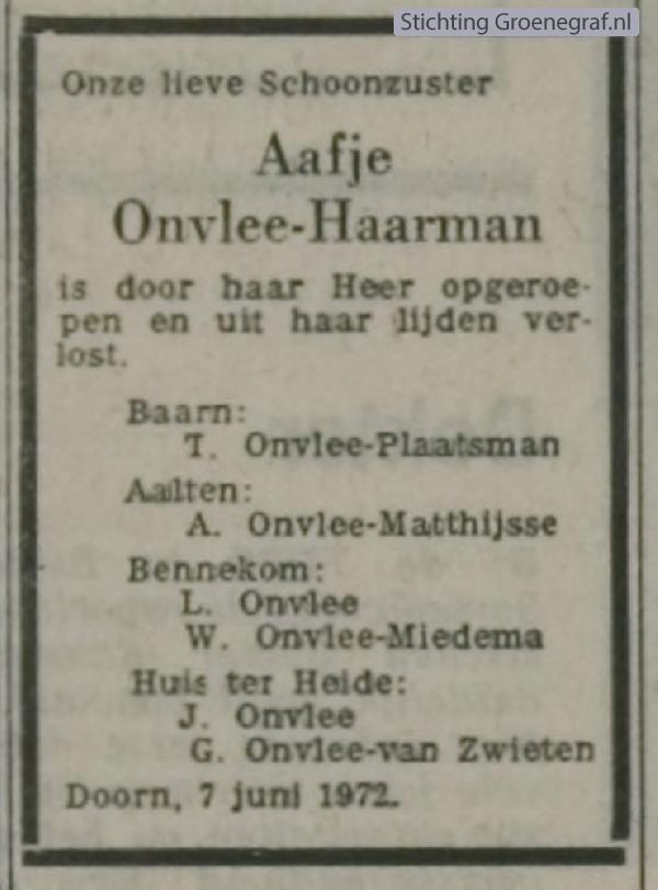 Overlijdensscan Aafje  Haarman