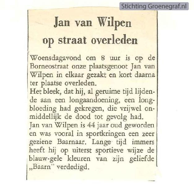 Overlijdensscan Jan van Wilpen