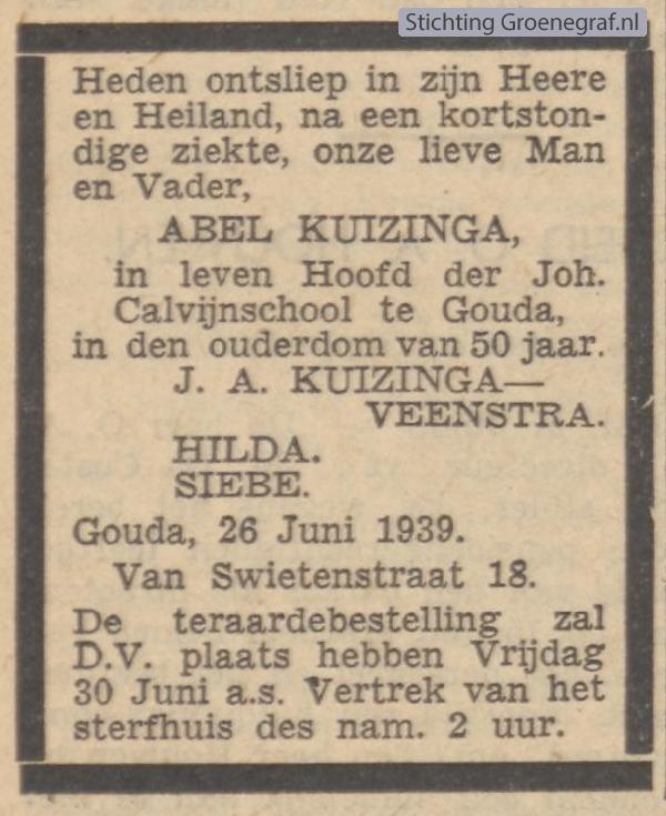 Overlijdensscan Abel   Kuizinga