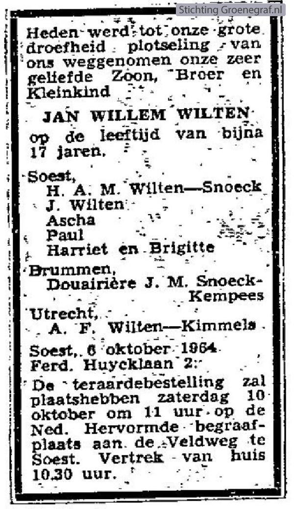 Overlijdensscan Jan Willem  Wilten
