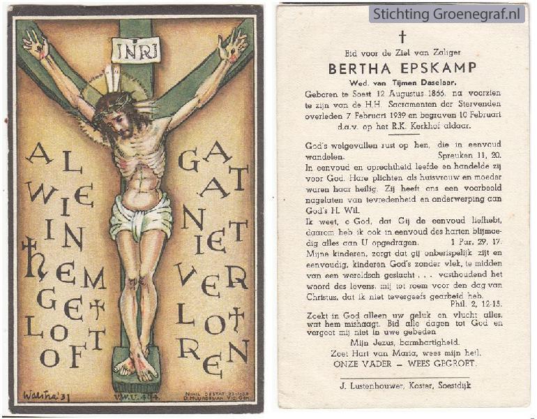 Overlijdensscan Bertha  Epskamp