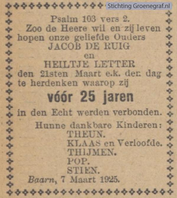 Overlijdensscan Heiltje  Letter