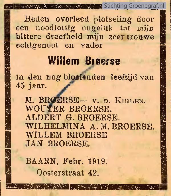Overlijdensscan Willem  Broerze
