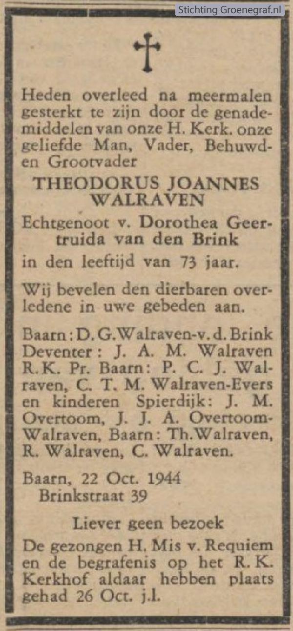 Afbeelding bij Theodorus Johannes  Walraven