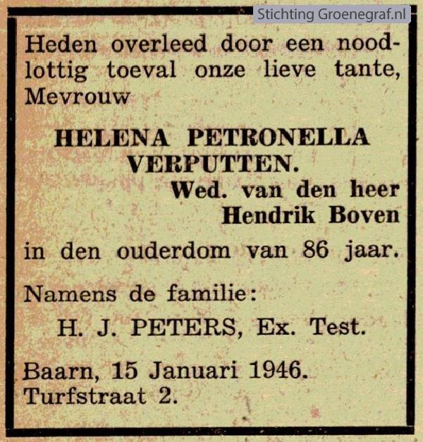 Overlijdensscan Helena Petronella  Verputten