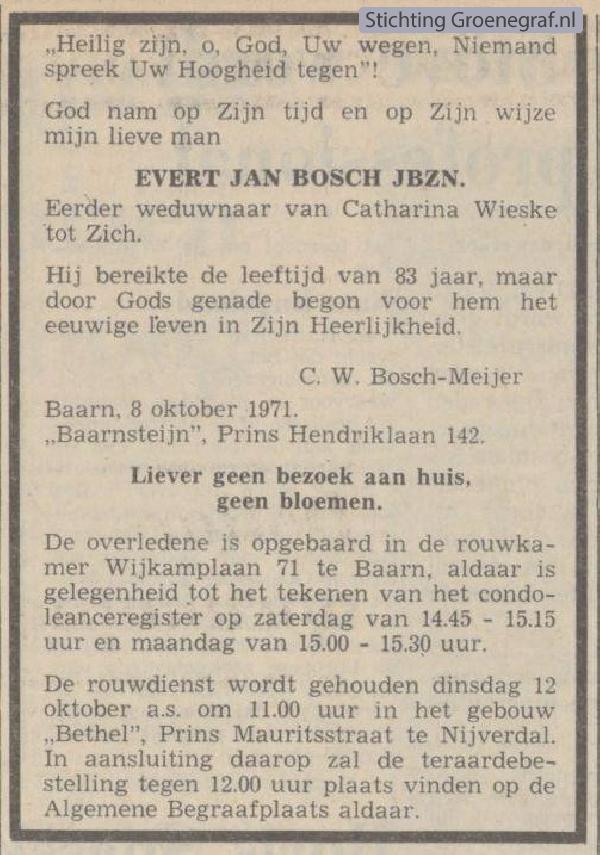 Overlijdensscan Evert Jan  Bosch
