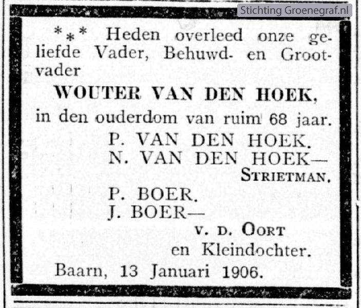 Overlijdensscan Wouter van den Hoek