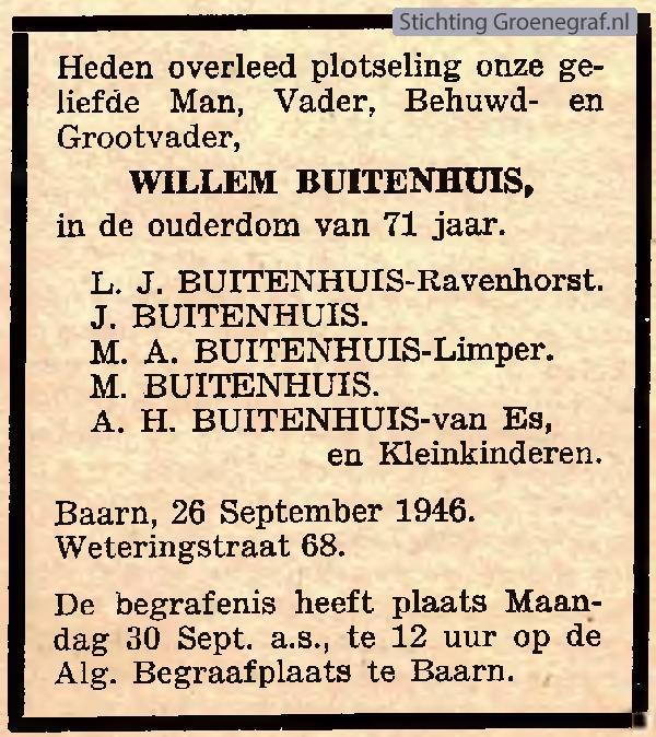 Overlijdensscan Willem  Buitenhuis