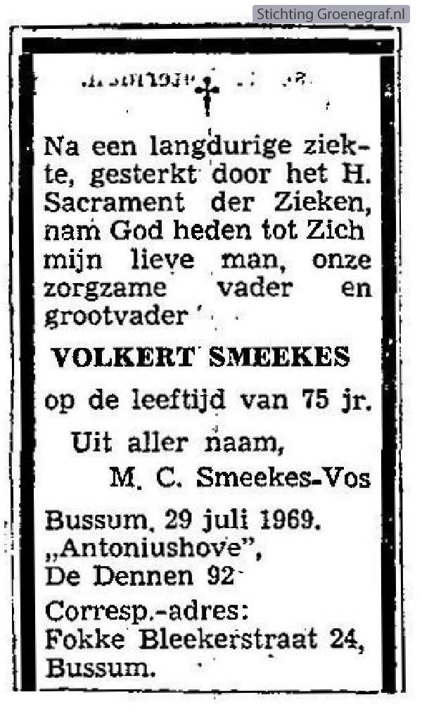 Overlijdensscan Volkert   Smeekes