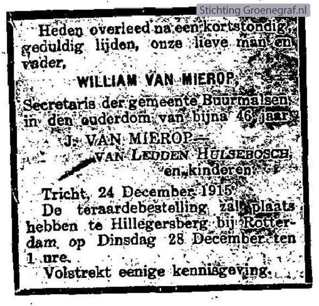 Overlijdensscan William van Mierop