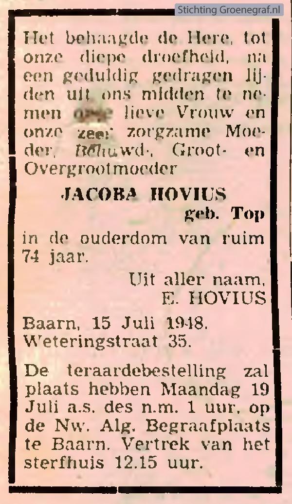 Overlijdensscan Jacoba  Top