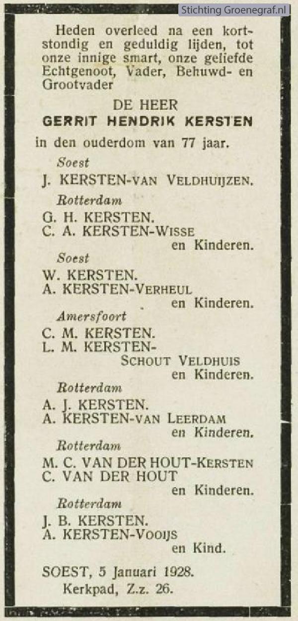 Overlijdensscan Gerrit Hendrik  Kersten