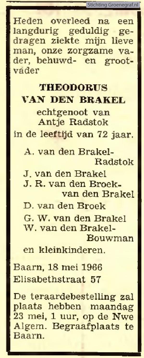 Afbeelding bij Theodorus van den Brakel