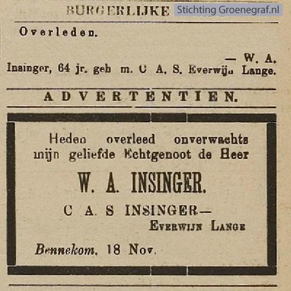 Overlijdensscan Willem Alexander  Insinger