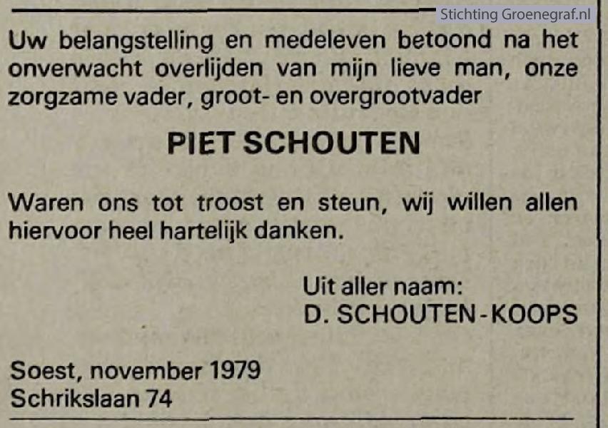 Overlijdensscan Piet  Schouten