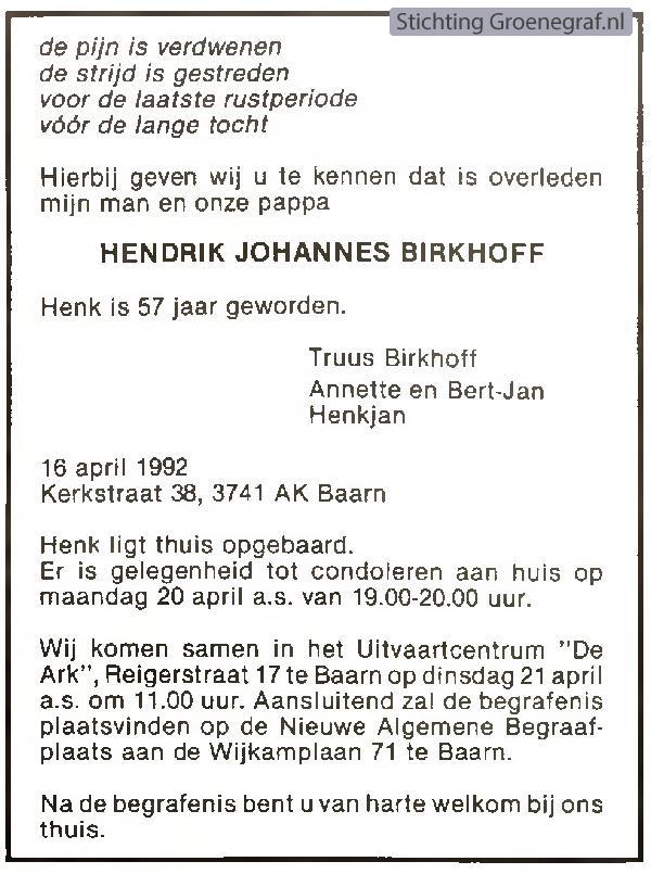 Afbeelding bij Hendrik Johannes  Birkhoff