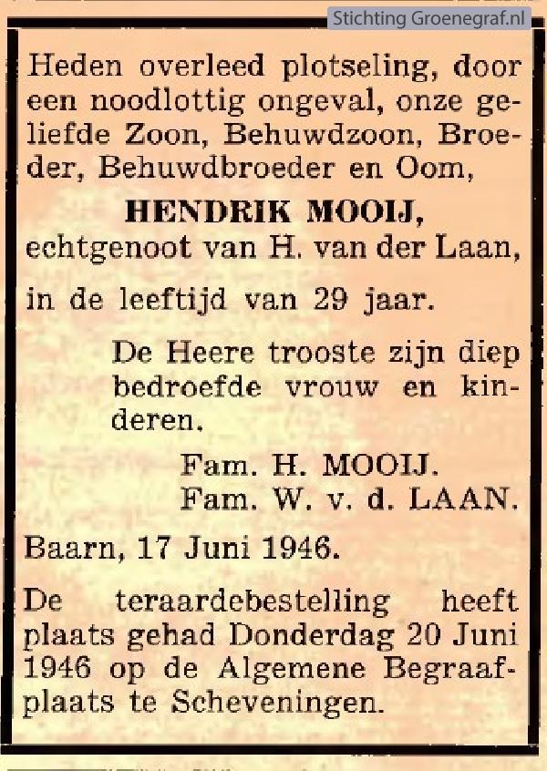 Overlijdensscan Hendrik  Mooij