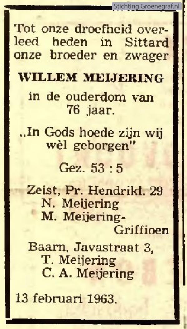 Overlijdensscan Willem  Meijering