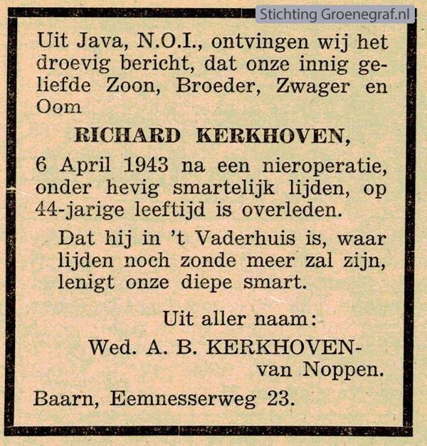 Overlijdensscan Richard  Kerkhoven