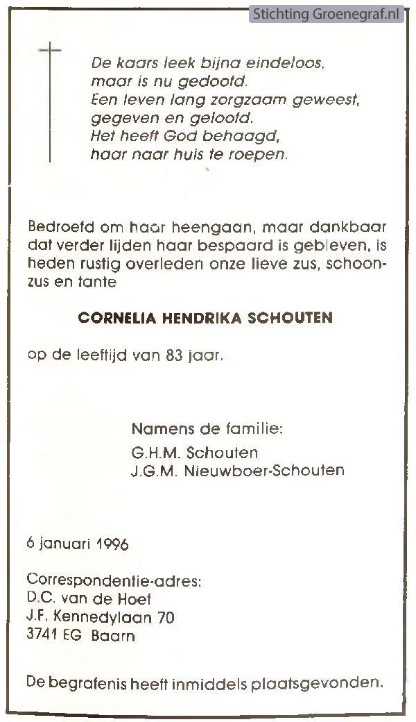 Overlijdensscan Cornelia Hendrika  Schouten