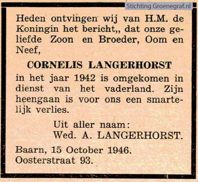 Afbeelding bij Cornelis  Langerhorst