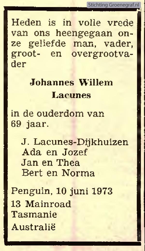 Overlijdensscan Johannes Willem  Lacunes