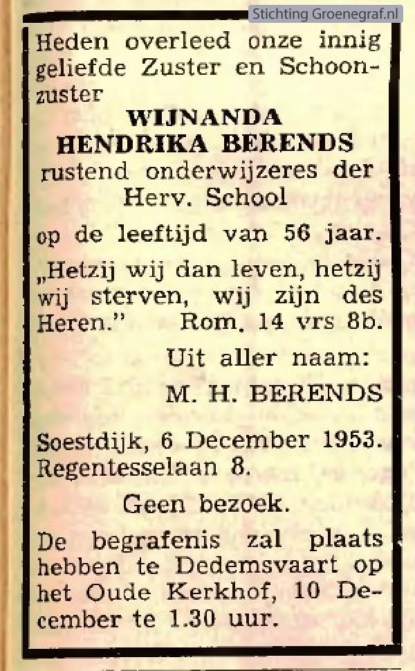 Overlijdensscan Wijnanda Hendrika  Berends