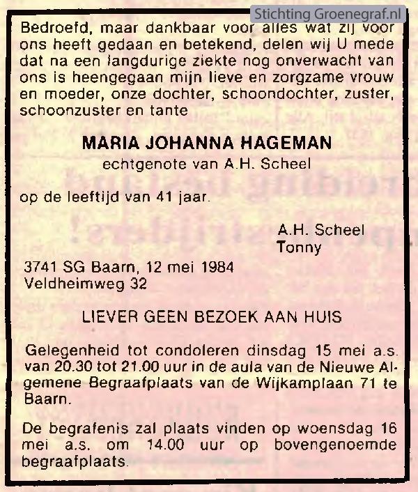 Afbeelding bij Maria Johanna  Hageman