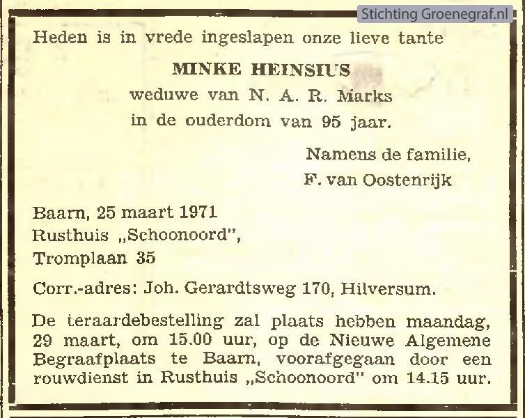 Overlijdensscan Minke  Heinsius
