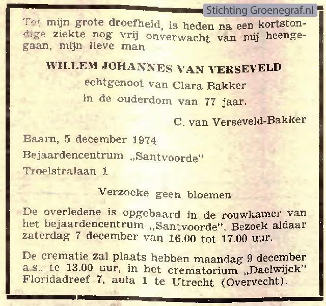 Overlijdensscan Willem Johannes van Verseveld