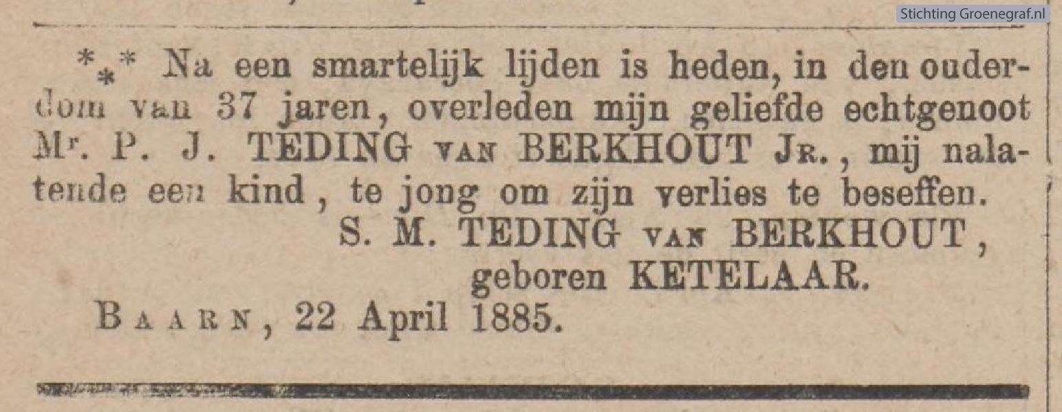 Overlijdensscan Pieter Jacob  Teding van Berkhout