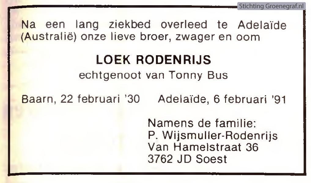 Overlijdensscan Louis  Rodenrijs