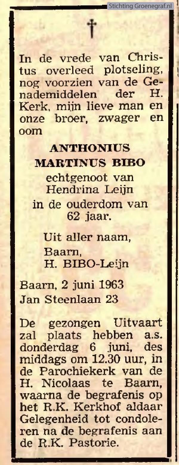 Overlijdensscan Anthonie Martinus  Bibo