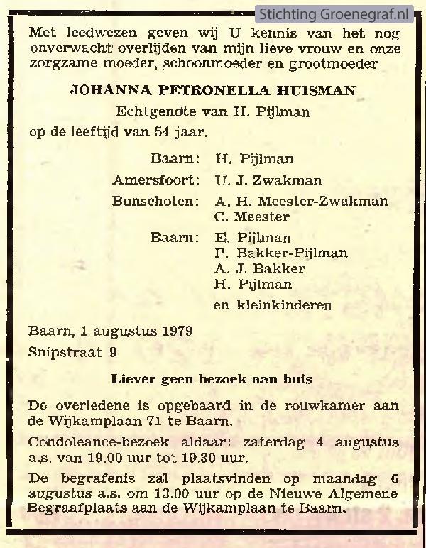 Afbeelding bij Johanna Petronella  Huismann