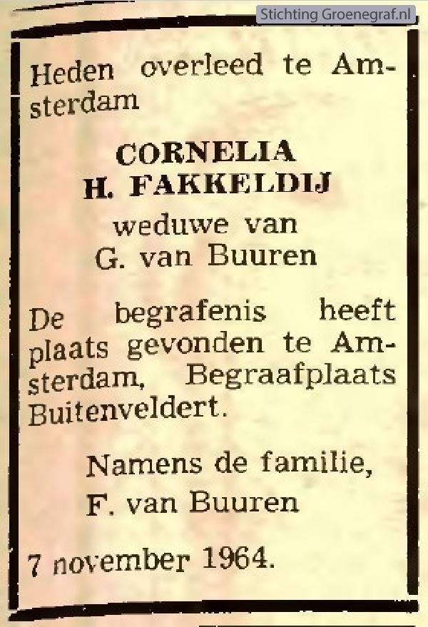 Overlijdensscan Cornelia Henriette  Fakkeldij