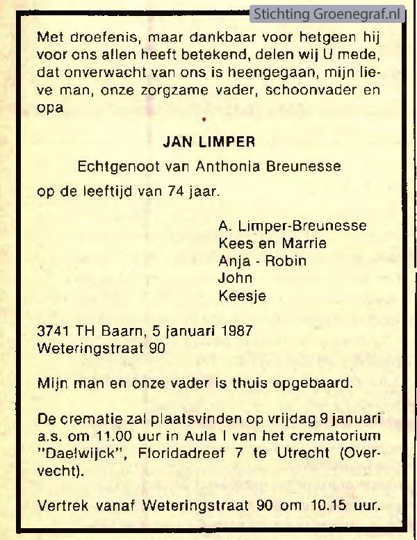 Overlijdensscan Jan  Limper