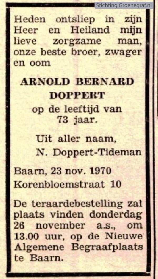 Overlijdensscan Arnold Bernard  Doppert