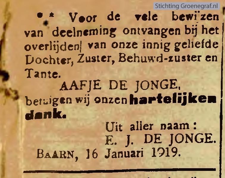 Afbeelding bij Aafje de Jonge