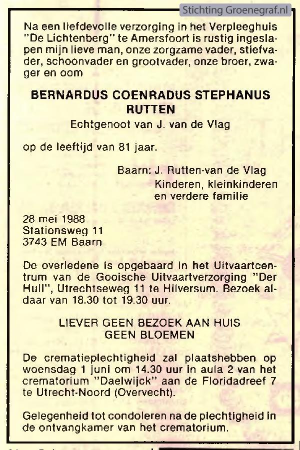 Afbeelding bij Bernardus Coenradus Stephanus  Rutten