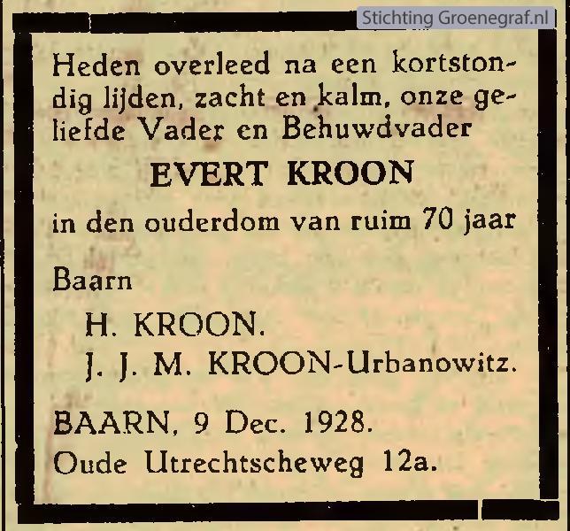 Overlijdensscan Evert  Kroon