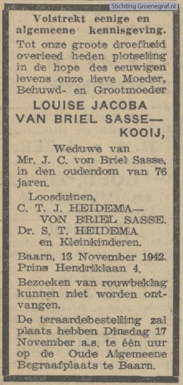 Overlijdensscan Louise Jacoba  Kooij