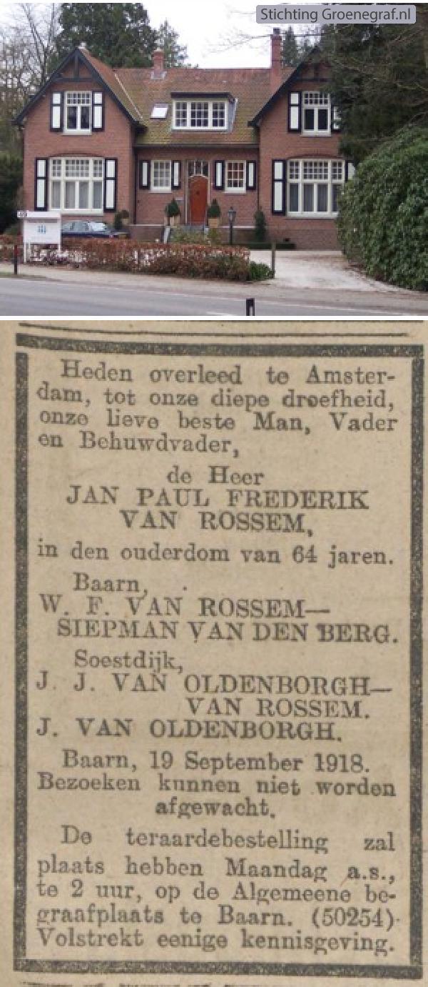 Overlijdensscan Jan Paul Frederik van Rossem